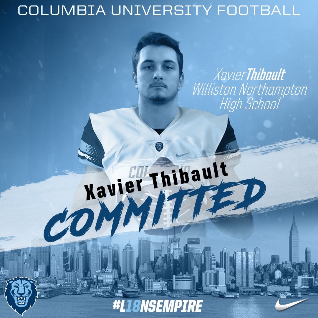 XThibault96's tweet photo. Excited to announce my commitment to play Division 1 football at Columbia University, class of '22! #GoLions 

Columbia Football ‘22 🦁 #L18NSEMPIRE https://t.co/bHiG4Lhwym