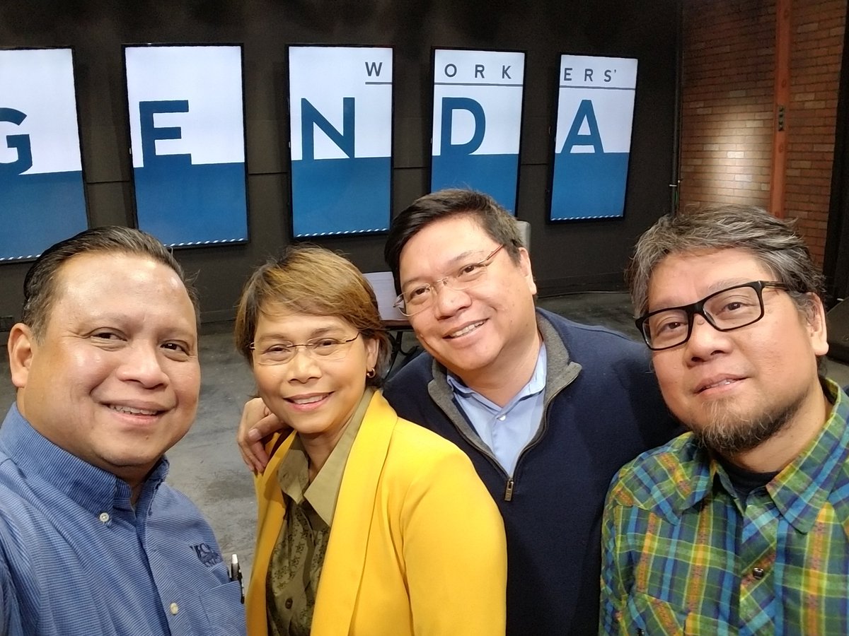 BanaagAlex's tweet photo. With @paulinacorpuz, Ben and Loiue @migrantecanada @UFCWCanada at the FilipinoTV taping for Workers Agenda #joinufcwcanada #solidarity #1u https://t.co/SNGVSIkr9C