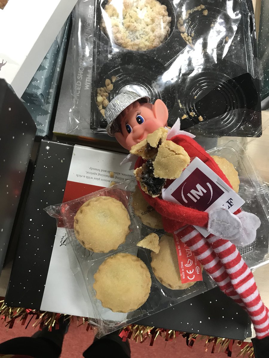 jemimakbushby's tweet photo. I just found #IManElf passed out after eating most of our mince pies!! Last night must have been a wild one... #IManElfBrunel https://t.co/mpksAt8Bez