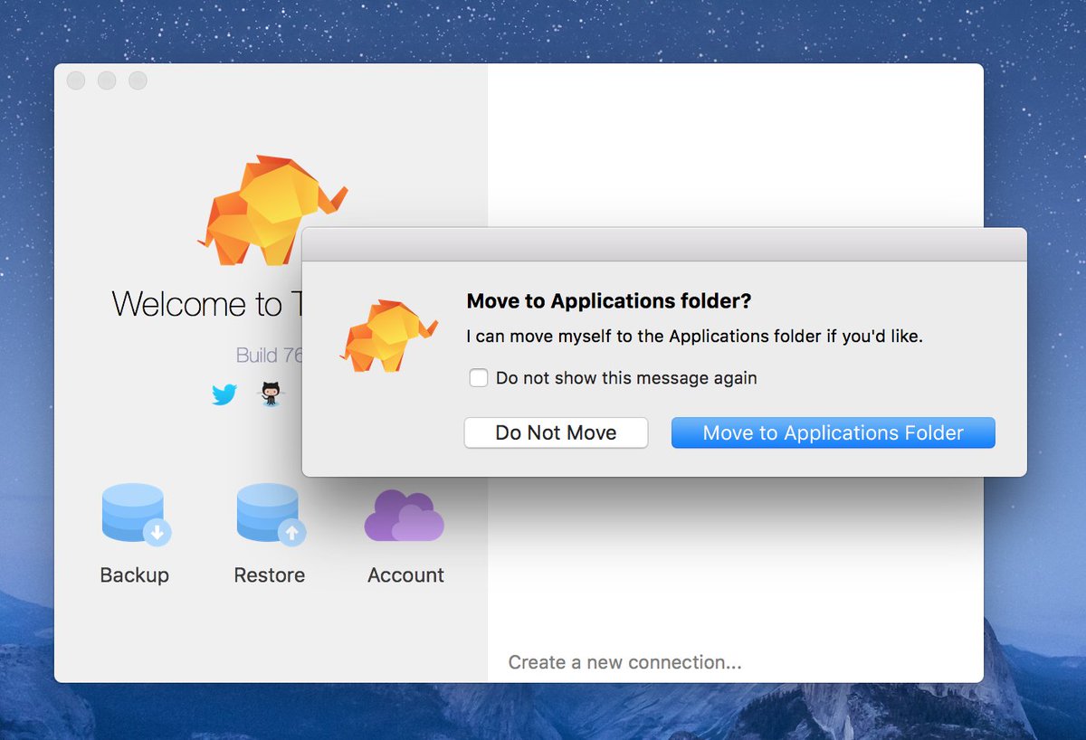 TablePlus's tweet photo. Sometimes I forgot to move app to Applications folder. Let's @TablePlus do it for you and save some second for your life 😂😂😂 the next #build77
#TablePlus #PostgreSQL #MySql #SQLite #MSSql #TablePlusPlugins #Redis https://t.co/jy8o5xH7kV