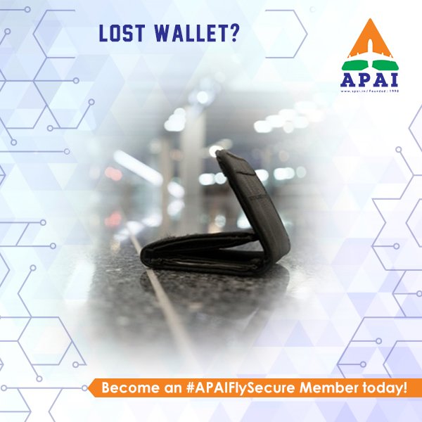APAIIndia's tweet photo. If an insured person’s wallet is lost or stolen during the insured journey we will pay the benefit amount as mentioned in the policy schedule. To know more, visit: https://t.co/6sWvPaKYGs
#APAIFlySecureToYourRescue #WalletLoss https://t.co/fe2BHMKvqY