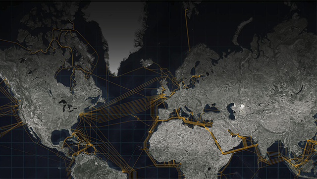 esriuk's tweet photo. See how the entire planet's internet is linked by cables under the sea with our latest map on @Telegraph https://t.co/cYsYHs3Y2n https://t.co/rfXbWhT8xV