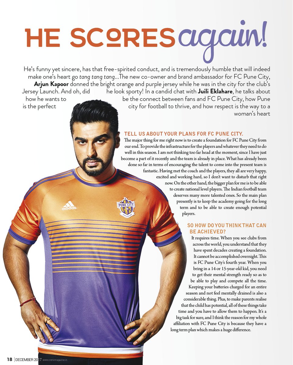 juilieklahare's tweet photo. In conversation with @arjunk26 on being brand ambassador of @FCPuneCity and women making their own choices in #CremeMagazine December issue!
#arjunkapoor #Pune #FCPune #football https://t.co/qmqWFwjXTO