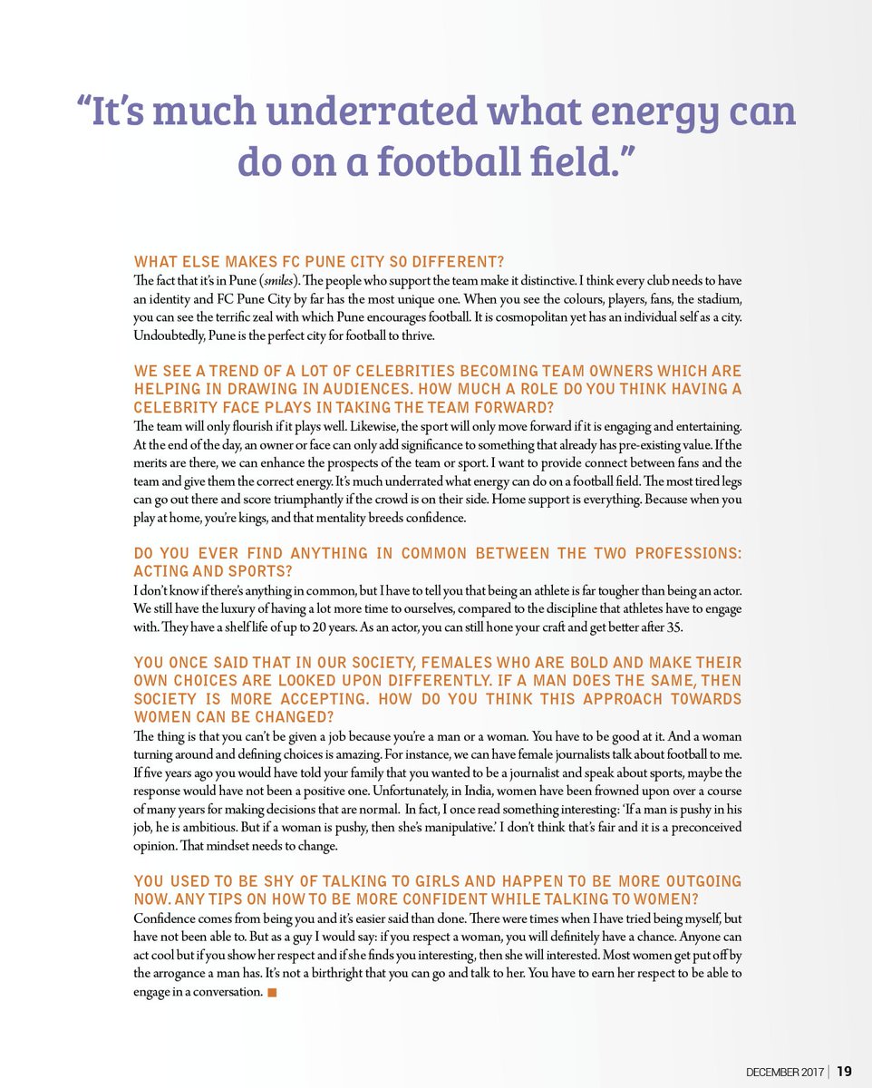 juilieklahare's tweet photo. In conversation with @arjunk26 on being brand ambassador of @FCPuneCity and women making their own choices in #CremeMagazine December issue!
#arjunkapoor #Pune #FCPune #football https://t.co/qmqWFwjXTO