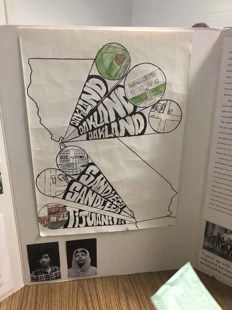 katherineaud2's tweet photo. Student exhibition from when they interview adults finding out how places influence their identity #equitystories #FACETeam #MrCarroll #8thgraders @SDUSDFamilies @sdschools @barb_waller @sulloa https://t.co/AqoEsuzoFt