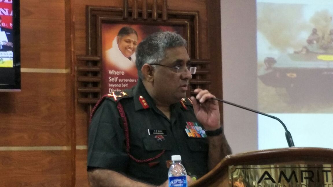 DefencePost's tweet photo. Maj Gen AK Channan, SM, ADG PP 'B', PP Dte, Indian Army speaking about 'Introduction to Army Design Bureau (ADB) and Resume of ADB Activities' at #DefenceMakeInIndia event in #Coimbatore https://t.co/vYDldKJuss