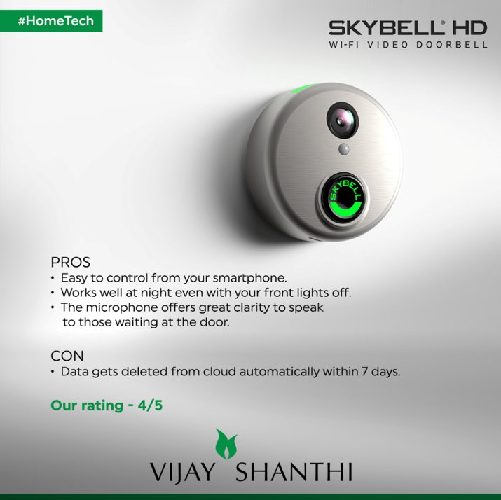 Vijay_Shanthi's tweet photo. Know who is visiting your home even when you are not around! Our review of "Skybell HD Wi-Fi Video Doorbell" is here to help you choose the best for your home &amp; ensure safety #vsbl #HomeTechTips #hometips #hometech #smarthome https://t.co/YAw8MMWbyW