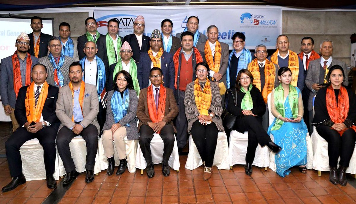 ImageNepal's tweet photo. @PATANepal gets new leadership from it's 41st AGM and also endorsed 'Vision Five Million' campaign -- https://t.co/0DeS98D8k3
#PataNepal #visionfivemillion #togetherfortourism #PATA https://t.co/cDXWEpeNfT