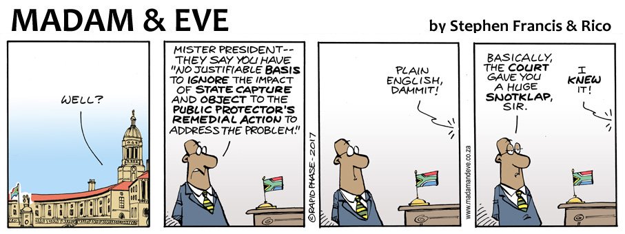 madamevecartoon's tweet photo. The courts have spoken... #snotklap
#StateCaptureJudgment #Zuma https://t.co/2UJeN7bs0Z