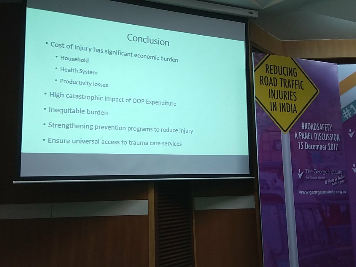 GeorgeInstIN's tweet image. Dr Rajesh Kumar from PGI Chandigarh shares research that India's #CashlessInsurance scheme for #RoadTrafficInjuries have had some effect in reducing economical burden of RTI #GeorgeTalks