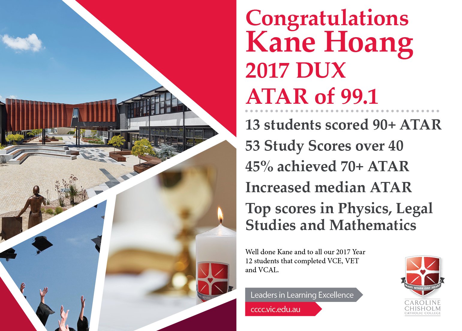 Caroline Chisholm Catholic College Congratulations To Our 17 Dux And All Our Year 12 Vce Vet And Vcal Students Well Done On An Amazing Result Vce Dux Atar T Co B5hpw8zbkh