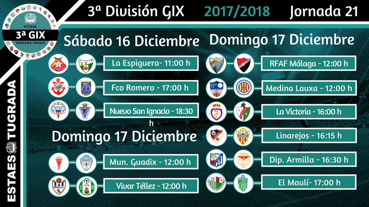#TerceraGrada | Jornada 21

En este hilo sólo pondremos las previas de los partidos, si RT te llegaran notificaciones con la info de tu equipo y no dejes de conocer al resto de rivales de la liga.