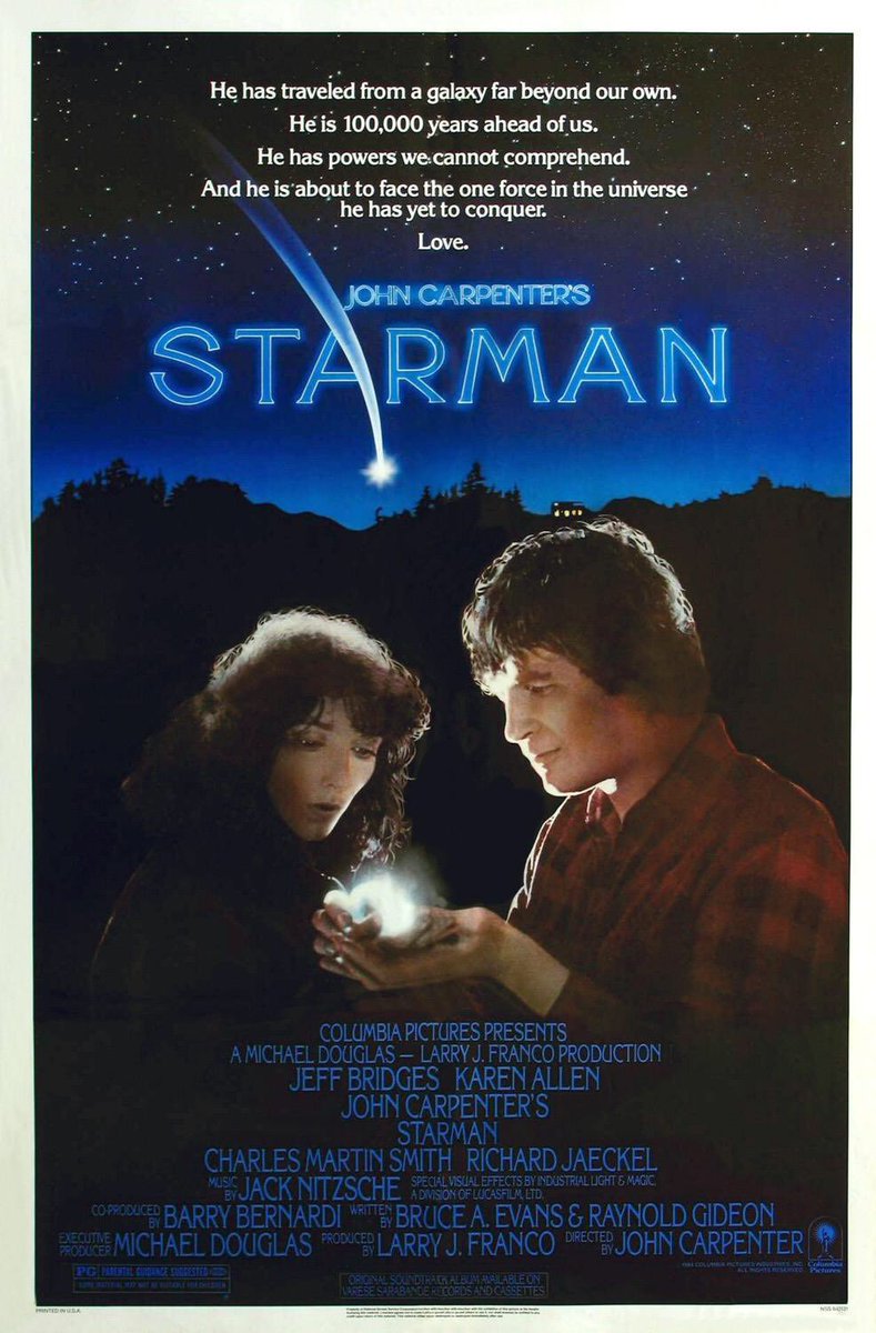FilmNewsNos's tweet photo. 🎬MOVIE HISTORY: 33 years ago today, December 14, 1984, the movie 'Starman' opened in theaters!

#JeffBridge #KarenAllen #CharlesMartinSmith #RichardJaeckel #RobertPhalen #TedWhite #DirkBlocker #MCGainey https://t.co/57j1fWLh03