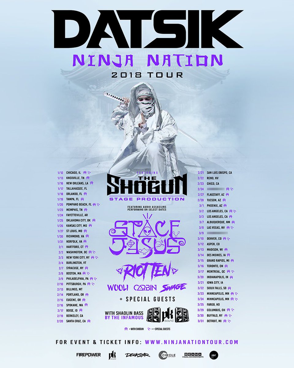 datsik's tweet image. I’ve decided to give away 3 pairs of tix at random for #NinjaNationTour, RT this post and we will pick 3 winners on Monday.. good luck! 😋 Datsik.com
