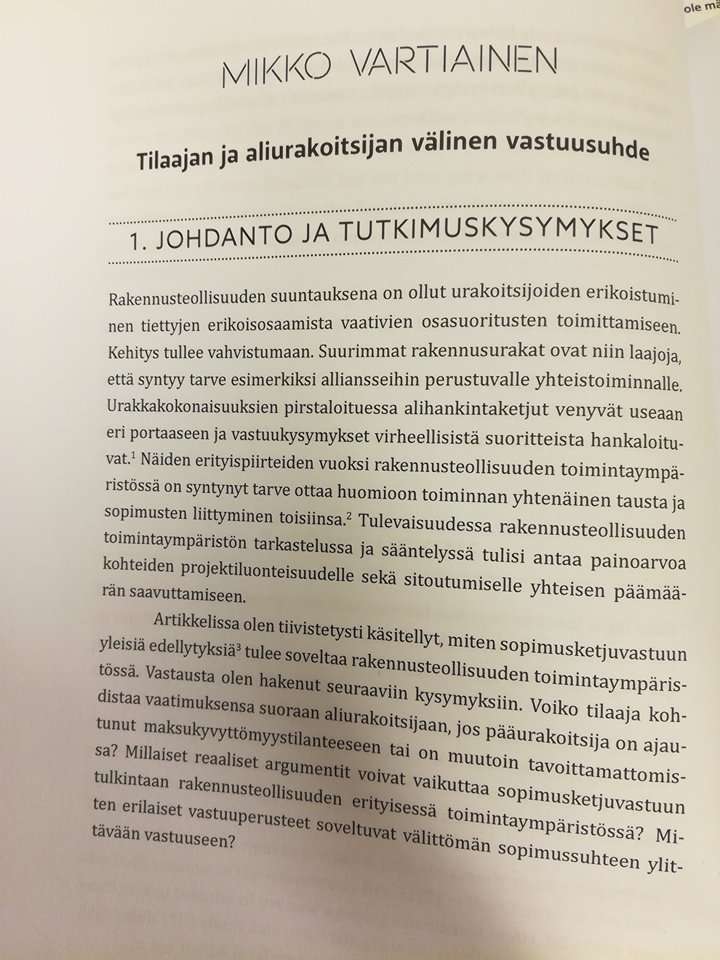 LJ_Journal's tweet photo. Mikko Vartiainen käsittelee sopimusketjuvastuun yleisiä edellytyksiä tuoreessa artikkelissaan Tilaajan ja aliurakoitsijan välinen vastuusuhde. Luettavissa uusimmasta Liikejuridiikasta! https://t.co/6LwBsirly0 https://t.co/oD6QgEDGaM