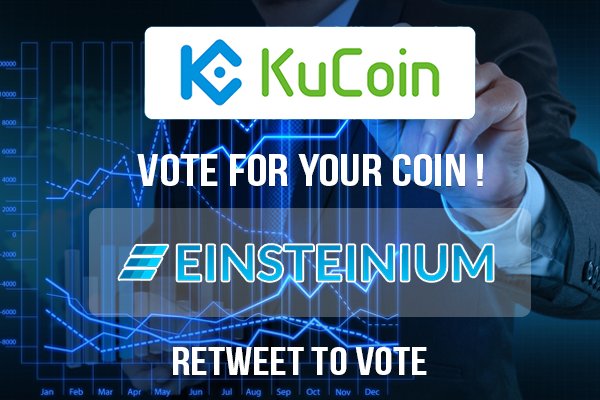 kucoincom's tweet photo. ReTweet To Vote Rules:

Step 1: Follow @kucoincom on Twitter
Step 2: Retweet this post for Einsteinium to be listed next week.
Step 3: Tell everyone to do the same and get your coin listed!

Voting ends 18 December. @einsteiniumcoin https://t.co/2B3dy2ZY5p