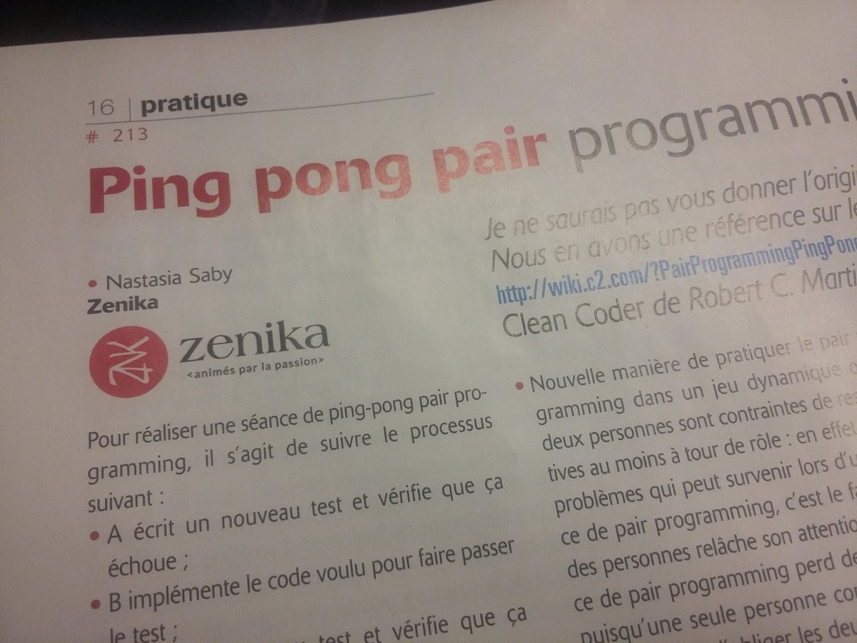 saby_nastasia's tweet image. Mon premier article publié dans @progmag \O/ #pairProgramming #TDD #Programmez