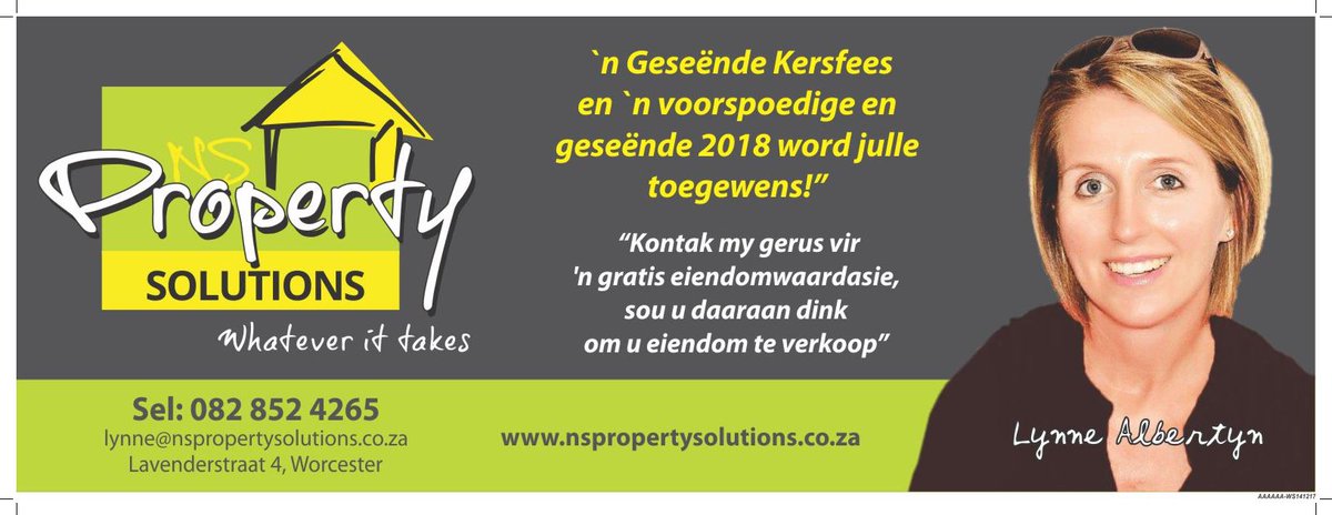 MarkDeLange101's tweet photo. Contact Lynne at lynne@nspropertysolutions.co.za for a free property evaluation in Vredekloof. https://t.co/G8I5VJZxEM