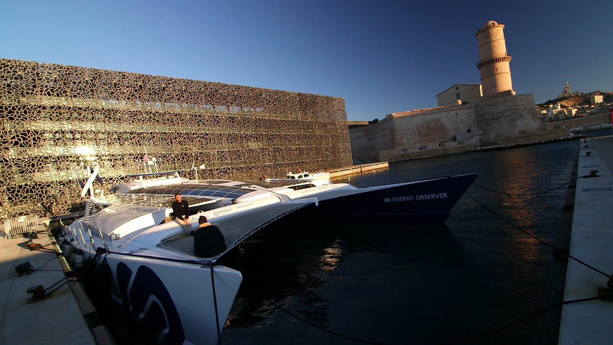 Lecocq_dom's tweet photo. #telematin Laurent Bignolas &amp; Gregoire Tournon : un bateau de légende devenu un bateau du futur ! 🛥 #Energy_Observer est totalement autonome en énergie et préfigure le mix énergétique de demain. #HydogenNow #FutureIsClean Un reportage à revoir ! 🎥 sur #France2tv https://t.co/LQ50jPCXWb