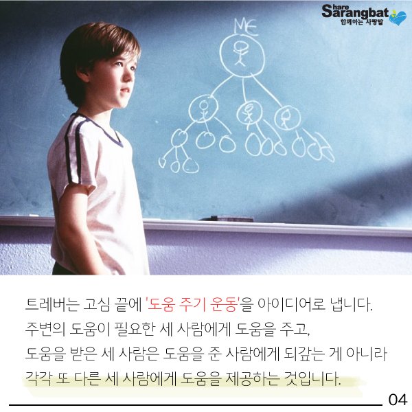 영화 "아름다운 세상을 위하여", 트레버의 '도움주기 운동'에 대한 이야기 여러분은 누군가에게 어떤 도움을 주었나요? 영화를 통한 온정의 실천,...