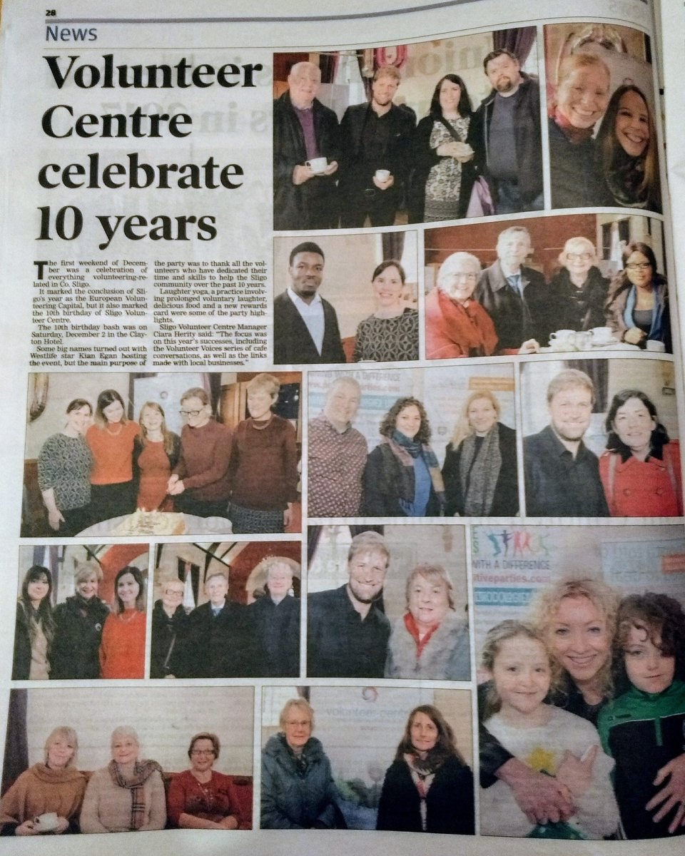EVCSligo2017's tweet photo. Special thanks to @sligoweekender for featuring @VolunteerSligo’s recent 10th Birthday bash! #EVCapital #Sligo #Volunteering https://t.co/ygSjuQX5qa
