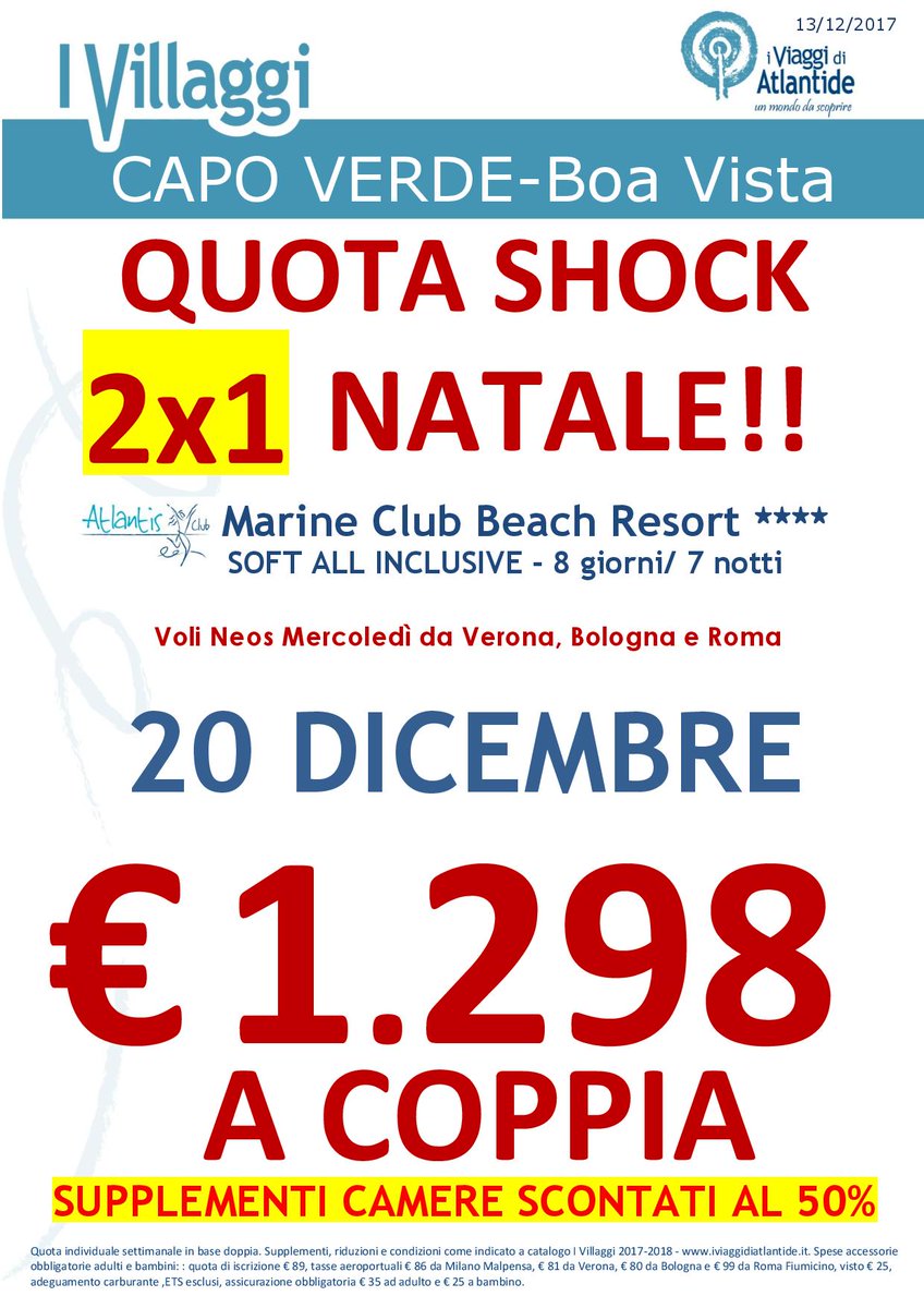 ViaggiAtlantide's tweet photo. #Natale a #CapoVerde con partenza il 20 Dicembre 8 giorni / 7notti in Soft All Inclusive da #Verona #Bologna #Roma in #offerta 2x1 
#AtlantisClubMarine  #WeAreAtlantide https://t.co/pGfXFK4XOZ