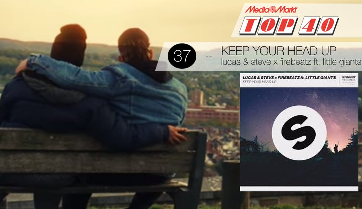 nltop40's tweet photo. Keep Your Head Up van @lucasandsteve @Firebeatz en @LittleGiantsUK komt deze week de Media Markt Top 40 binnen op nummer 37 > https://t.co/VE6n3avhi5 #nltop40 https://t.co/wlGR7isdt2