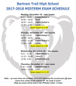 Bartram Trail Bears On Twitter Midterm Week Starts On Monday Be Sure To Check The Schedule Below And Study Start Where You Are Use What You Have Do What You Can Bartram Trail High School Calendar
