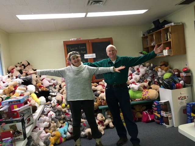 Our volunteers have been hard at work! Unloading and organizing the Stuff-A-Bus was a great task, but Mission Accomplished! Now to organize all the bags for the children...
