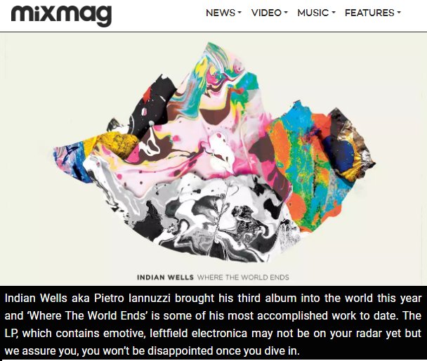 thanks @mixmag for including "Where The World Ends" among the 50 best albums of 2017:  mixmag.net/feature/50-alb…

thanks team <a href="/FoFMusic/">Friends of Friends Music</a> <a href="/plancha_92104/">PLANCHA</a> <a href="/daualset/">Claudio Gallo</a> <a href="/YuriAusgang/">Yuri Ausgang</a> <a href="/dnaconcerti/">DNA concerti</a> <a href="/tomatisoup/">chiara tomati</a> <a href="/matildedavoli/">Matilde Davoli</a> @tapewave @jakeviator @echoempire