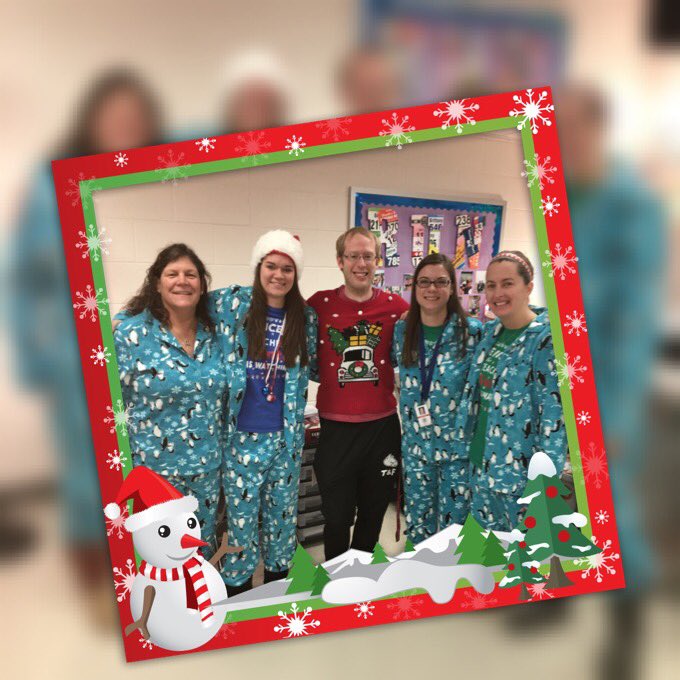 Lunsford_PE's tweet photo. On the 4th day of Christmas my colleagues gave to me...4 Christmas PJs and a random Mr Hovan.  @JML_MS_Official https://t.co/gCwfmq8PCs