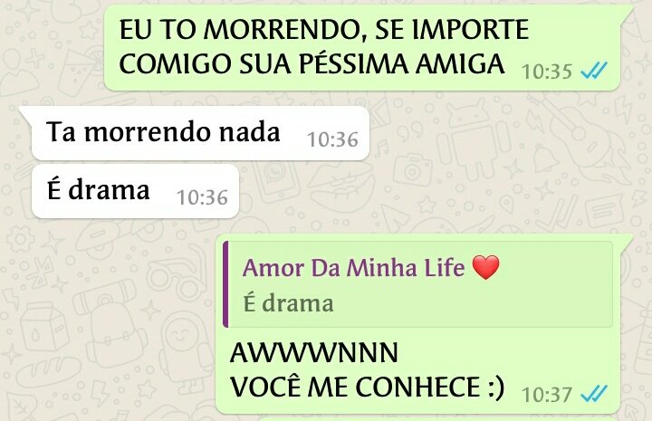 Quando sua amiga já conhece os seus dramas