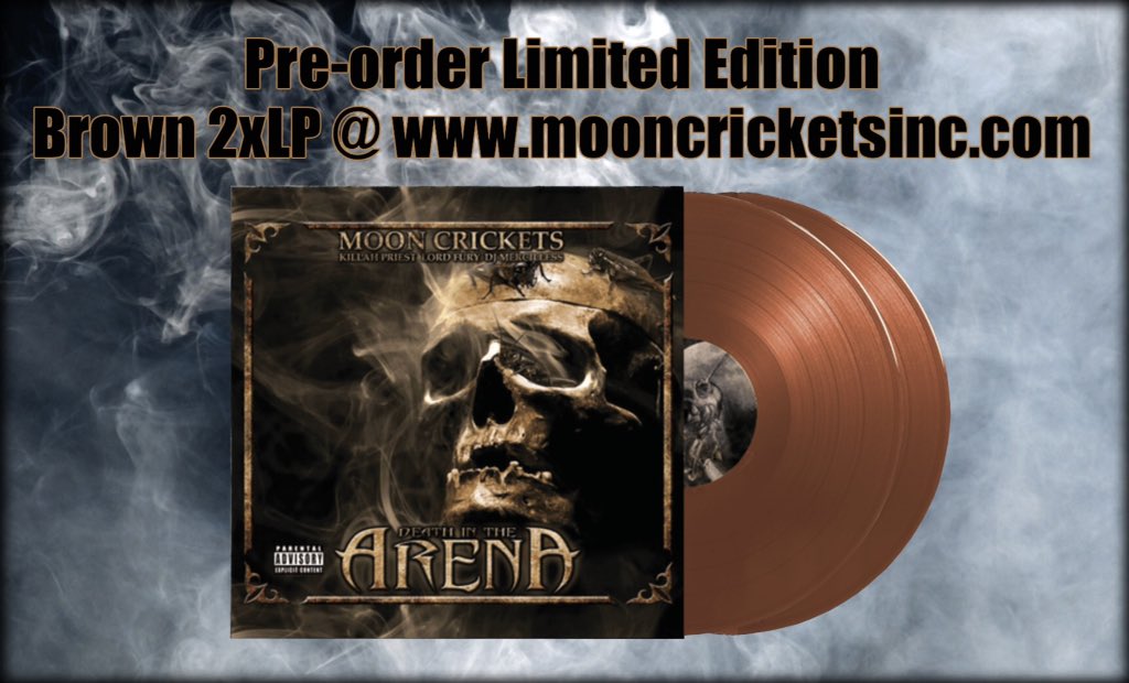 DjMercilless's tweet photo. Calling all DJ's 👐🏾 📢 1-time only pressing of the underground classic #MoonCrickets #DeathInTheArena #BrownVinyl #2xLP pre-order now at https://t.co/jCmJqTEmRd https://t.co/XwsgY0jiSG