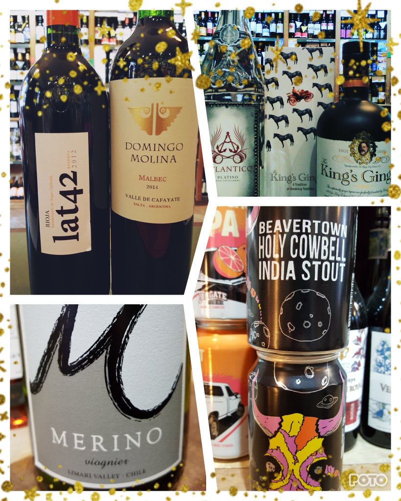 Need a break from Christmas shopping? Come & try one of these goodies! We have two big, hearty reds (a Malbec from Argentina & a Rioja from Spain), @TheKingsGinger, @AtlanticoRum, a Chilean Viognier, & @beavertownbeer Holy Cowbell! @oddbins #freetasting @Dgo_Molina @LaRiojaAltaSA