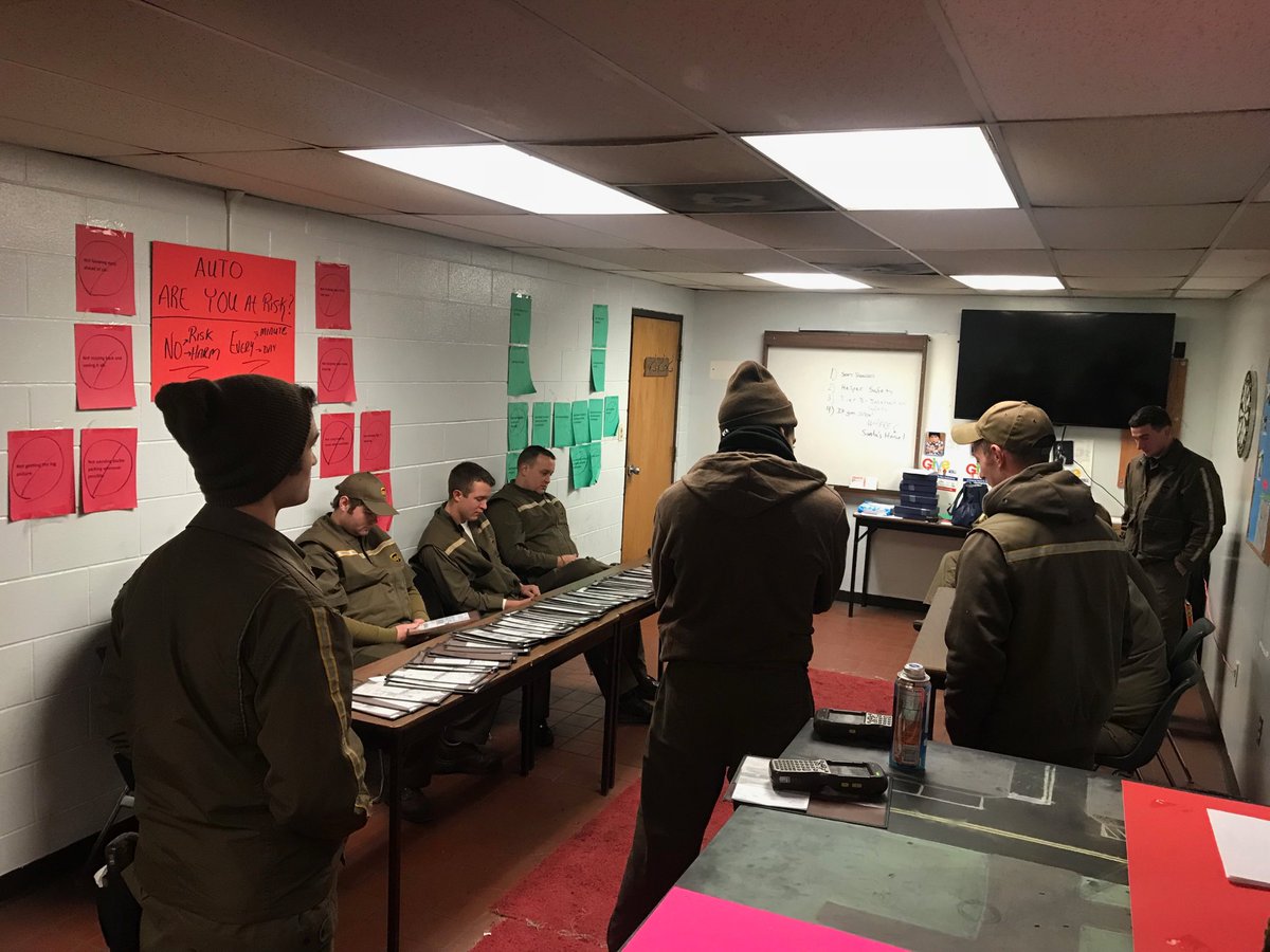 SWAT meeting for the Charleston cover drivers.  Reviewing our 5 seeing habits and close calls. #WVSTRONG. #upssafe