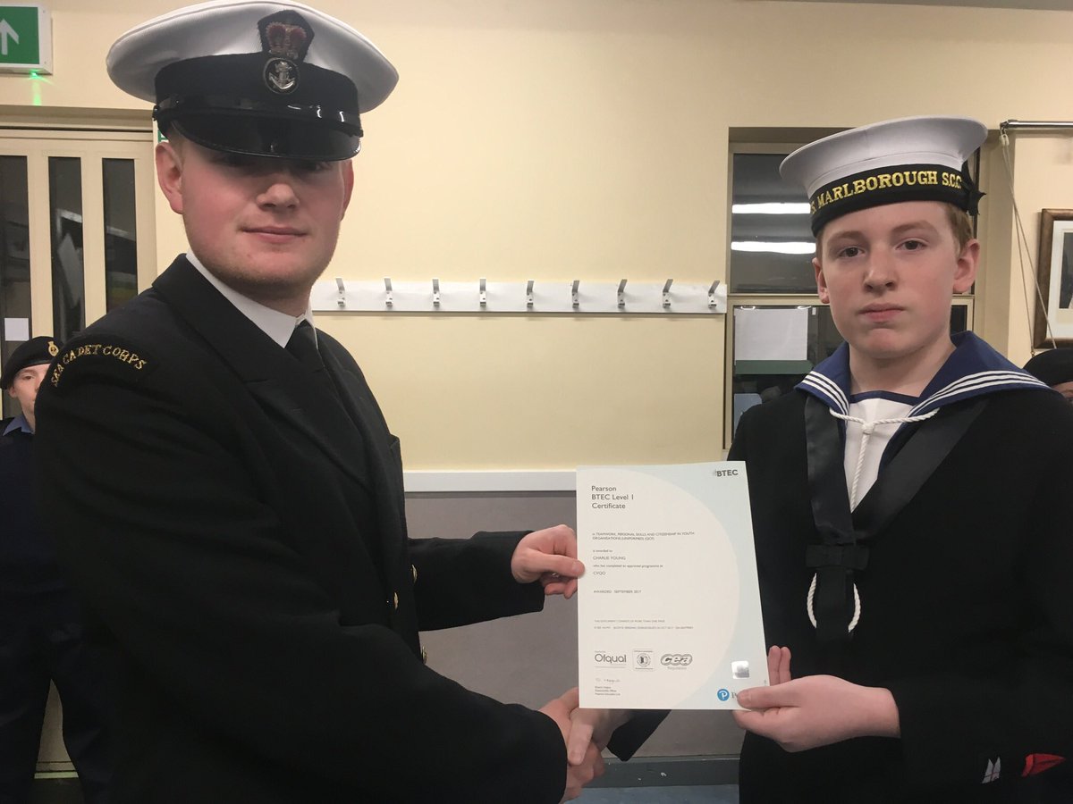 4th Cadet to be awarded a BTEC in Development in Youth Organisations. Looking forward to seeing him undertake his Level 2.
