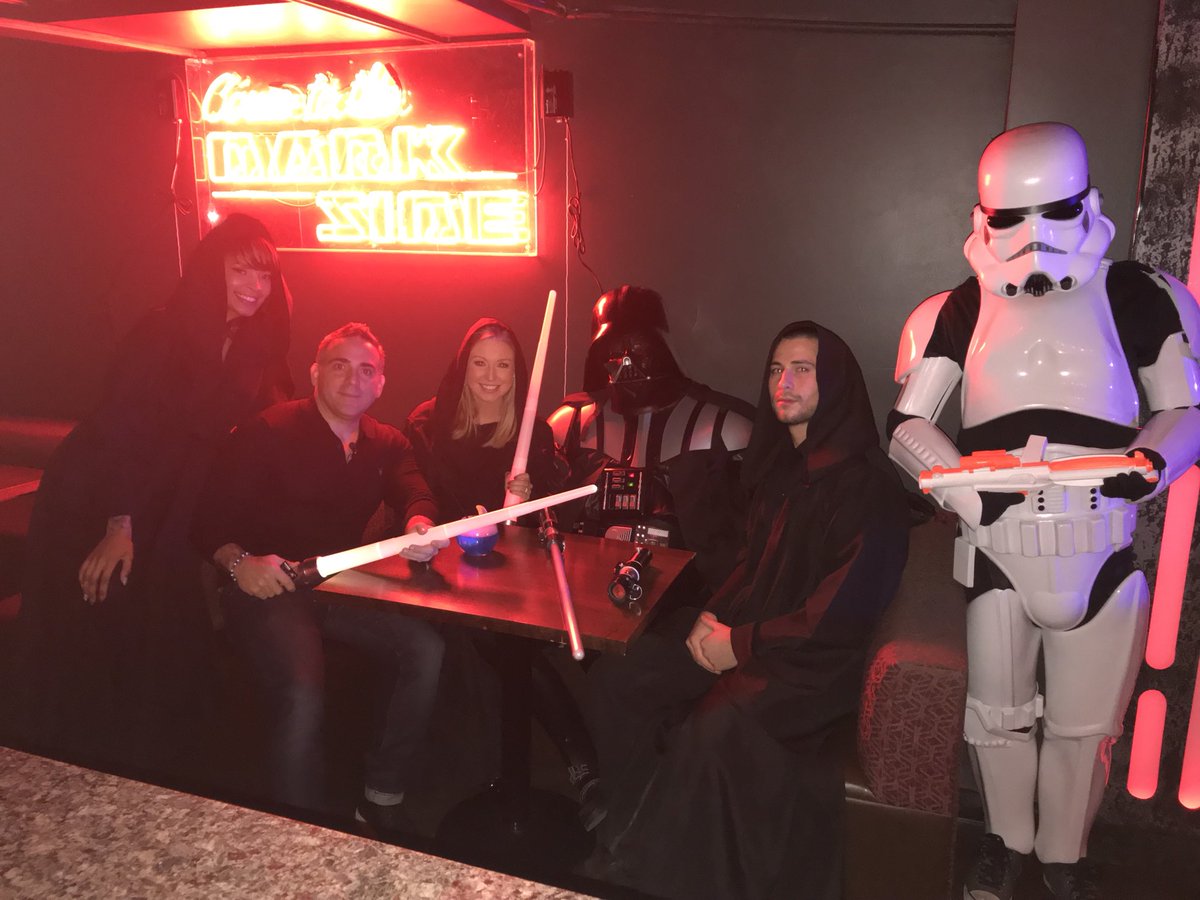 Eileen7News's tweet photo. We’ve arrived to @MythologyLore’s #DarkSide  pop-up bar. Come to the dark side through January 15th. #StarWarsTheLastJedi https://t.co/x8jlwkUpdL