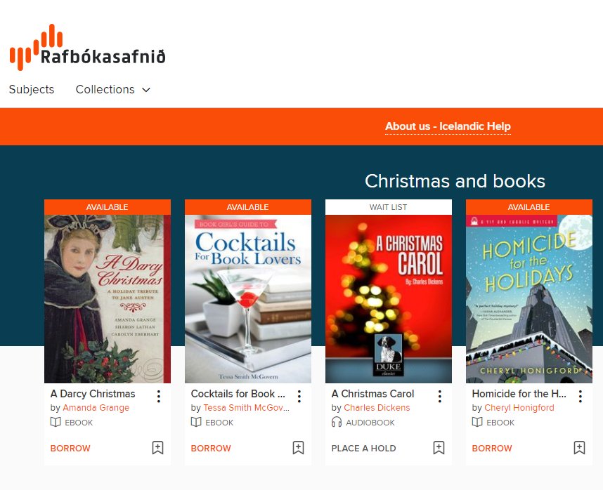 Héraðsbókasafn Austur-Húnvetninga er komið með aðgang að Rafbókasafninu sem opnað var 30. janúar á þessu ári. Á Rafbókarsafninu er hægt að nálgast raf- og hljóðækur á vegum OverDrive, sem er bandarískt fyrirtæki.  huni.is/index.php?pid=…