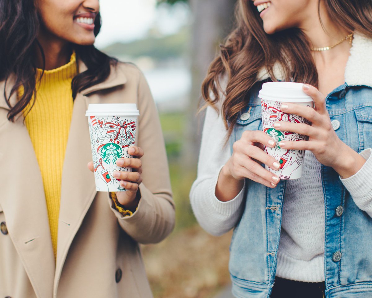 Here's to Fridays, friends and #FestiveFavourites. 👩‍❤️‍👩 #GingerbreadLatte #EggnogLatte #GiveGood