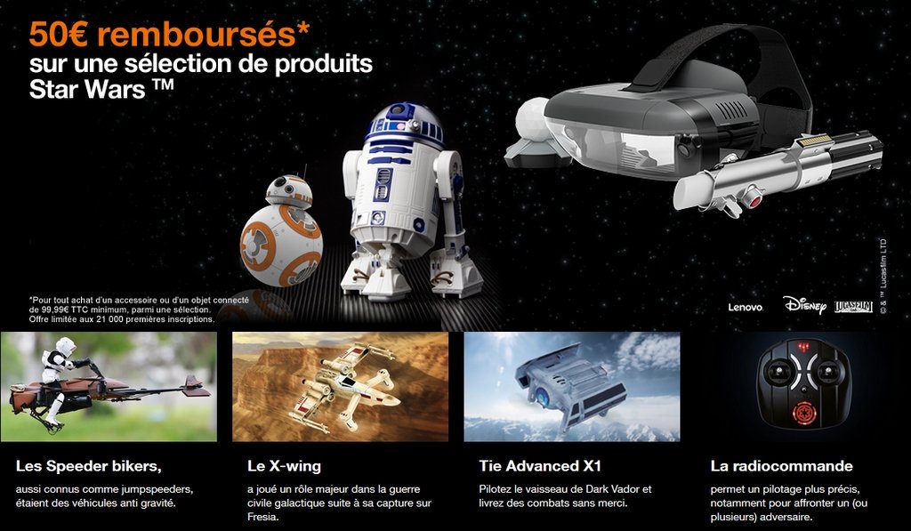 OrangeCVL's tweet photo. Une idée cadeau 🎁 pour la #Xmasfever ? 🎄
Profitez jusqu'au 31 déc.  des #PrixFous 💥 sur les objets #StarWars 
Les drones à 79,99 euros au lieu de 149,99  !
👉 https://t.co/XLv1CuBn7I https://t.co/71d0jldoye