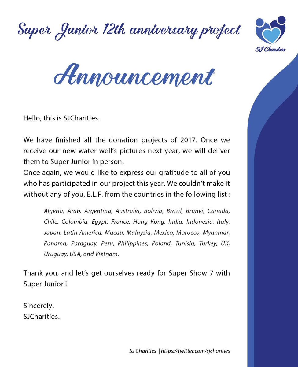 Thank you very much everyone for joining us! Lets start the world tour with our precious #SUPERJUNIOR today and see you all again soon! 💙