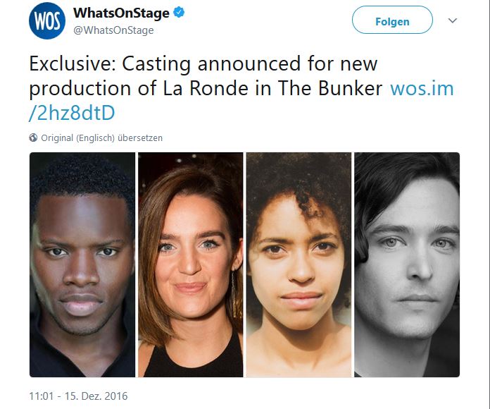 NickiOebel's tweet photo. One year ago today casting for @larondelondon was announced ✔️
Then: @vlavla on having different combinations of actors in every scene every night https://t.co/7e0GEihmDi ✔️
Now: It's a nominee in the #WOSAwards - give it a vote https://t.co/Mu189V8lfa ✔️ https://t.co/0LQfAIEji0
