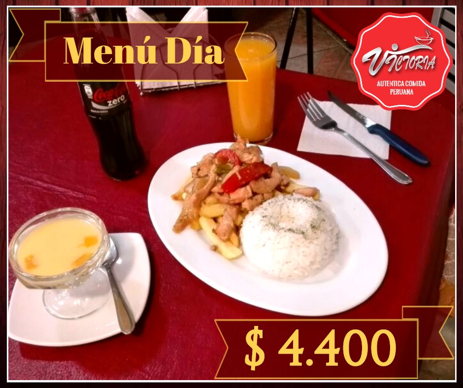 RVictoria771's tweet photo. 🍽️ Menú Día, de lunes a viernes desde 13:30 a 16:00 por $4.400 pesos.
Plato de fondo (distintos platos a elección)
+ Jugo o Bebida a elección 
+ Postre.

#comidaperuana #restaurant #restaurante #menudia https://t.co/gV2zmKUK9e