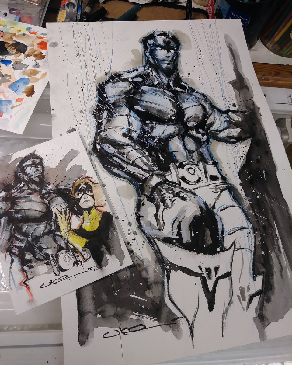 UkoSmith's tweet photo. Two quick and rough ones from earlier.5x7 & 12x18. #art #artiste #artist #colossus #kittypryde #metalmuscle #xmendarkphoenix #xmen #mixedmedia #quickie #sketching #inkwash #comics #comics2movies #drawing #coverartist https://t.co/YTgvnVkMqE