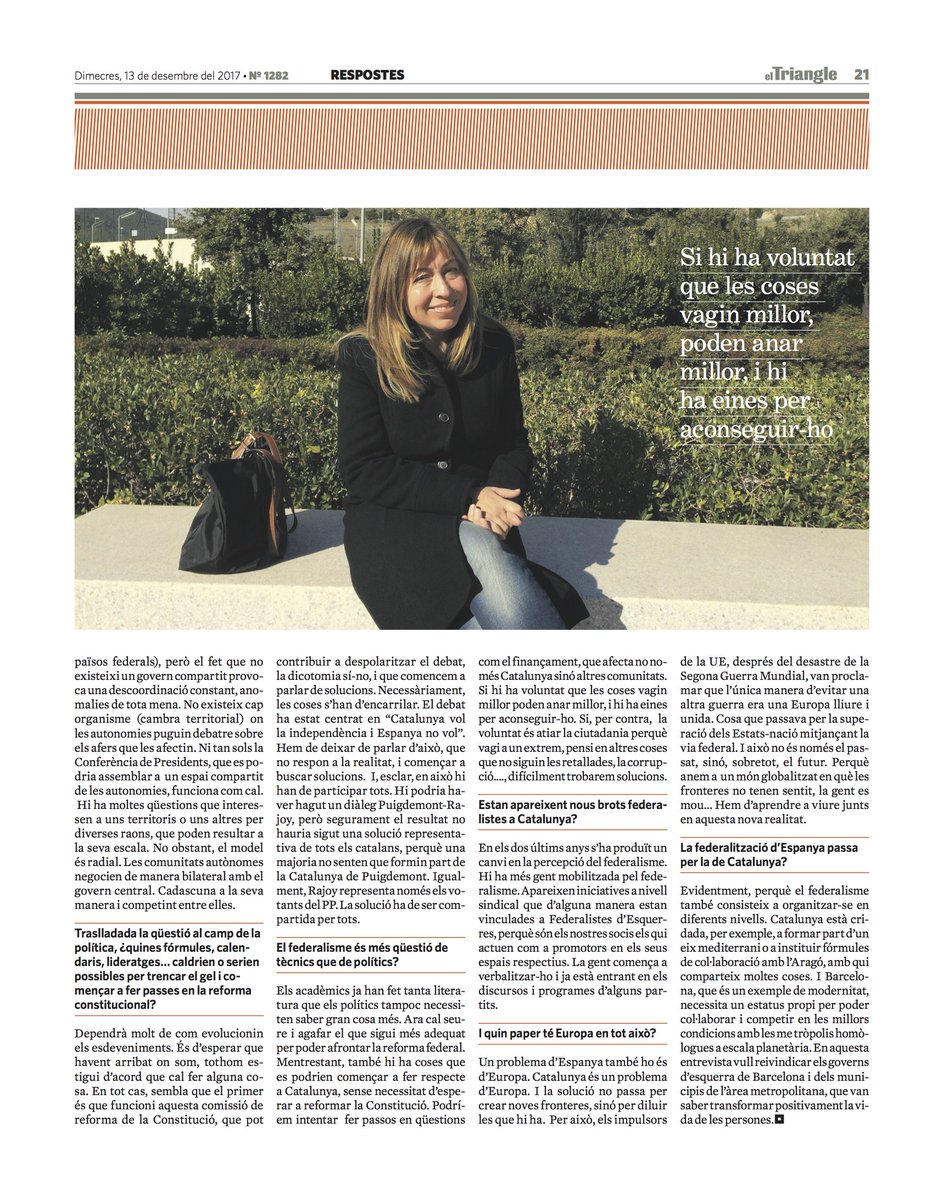 Moltes gràcies a Peru Erroteta i a <a href="/El_Triangle/">El Triangle</a> per aquesta entrevista! Cal parlar més de #federalisme i solucions. Hi ha opcions més enllà de l'immobilisme i la ruptura #21Dic #AraIceta