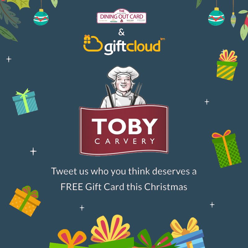 Giftcloud's tweet image. Onto day 6 and today we have a Toby Carvery Gift Card to giveaway! Nominate who you think deserves a £30 Gift Card this Christmas. #giveaway #giftcloudgiftdrop @MBdiningOut @tobycarvery
