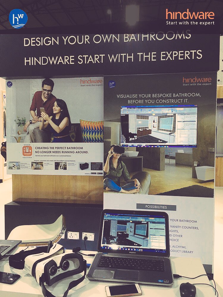 Hindware_India's tweet photo. Hindware’s innovative technology on full display at our stall at #acetech2017! Bespoke Bathrooms in #VirtualReality, #AugmentedReality and 3D Digi Assist. https://t.co/UziIQs3Hyq