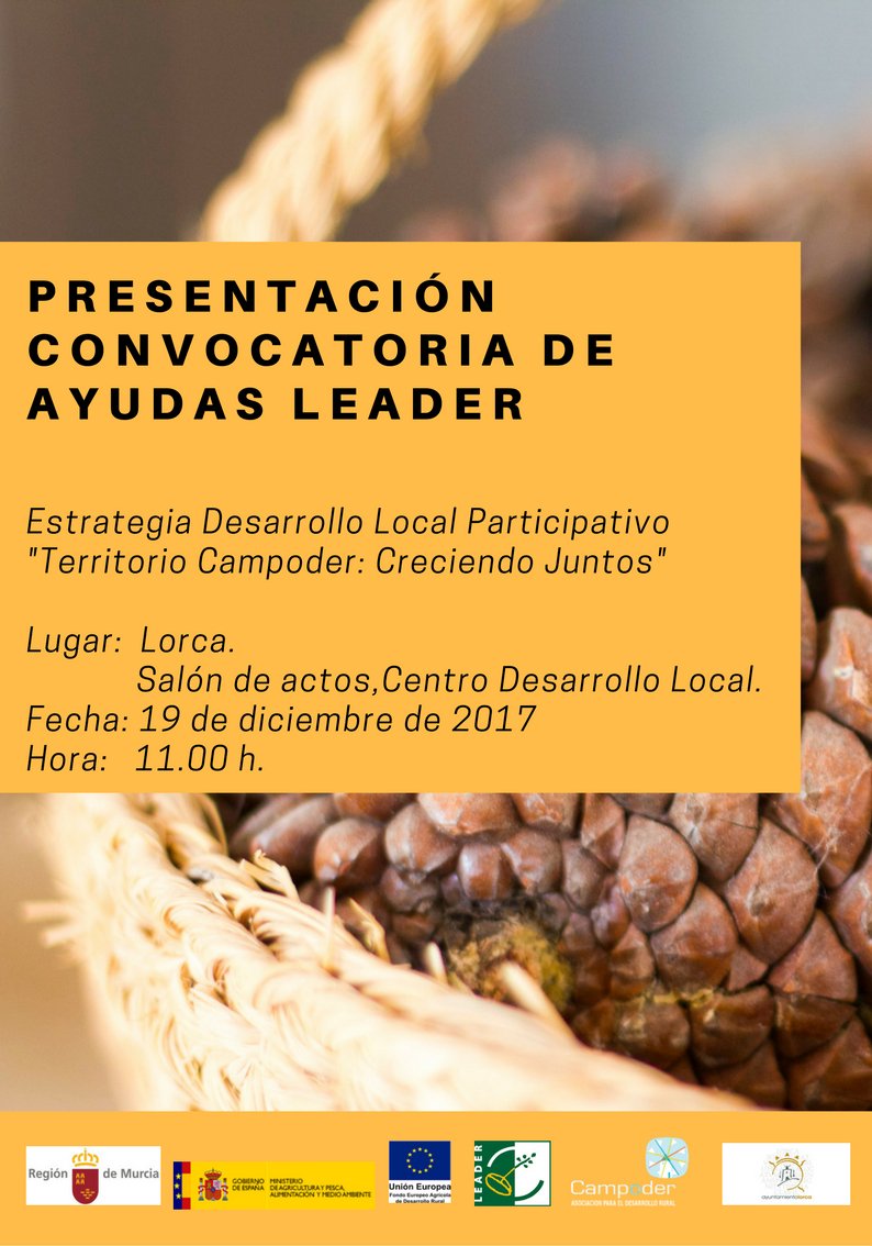 El Centro de Desarrollo Local acoge el martes la presentación de la convocatoria de ayudas LEADER del Programa de Desarrollo Rural de la Región de Murcia 2014 - 2020 goo.gl/KzSUDz