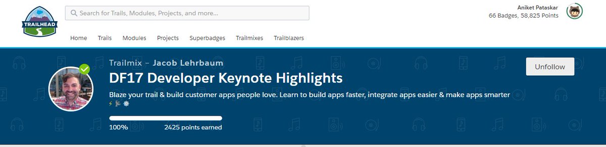 anipataskar's tweet photo. Trailmix Challenge completed.
Interesting trailmix to learn new coming features in Salesforce :) 
#DF17DeveloperKeynoteHighlights
#DFDevRecap
@shashforce 
@rajdeepdua 
@AnjumaraSyed
@anagha_pathak 
@Persistentsys https://t.co/KU4nSQuUk9