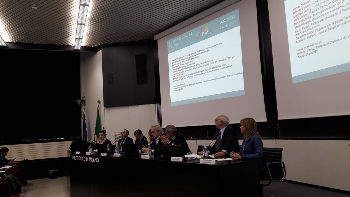 University2B's tweet photo. Parte la tavola rotonda di #ifeo2017 con @PanzeraElena (@SASitaly), Mirco Michelini (#QiBit @GiGroupSpa), @lullionline (@CiscoItalia), @damienlanfrey (@MiurSocial), Milo Gusmeroli (BPS), Fabio Rugge (@unipv), Marina Collautti (@GeneraliItalia) https://t.co/cfGQpkwkxa
